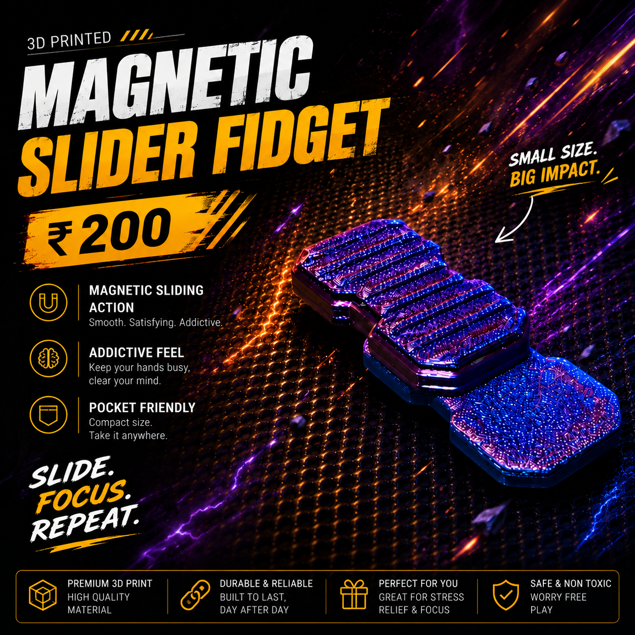 Magnetic slider fidget
